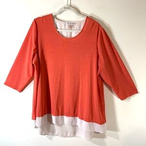 Peter Nygard 3/4 Sleeve Orange Layered Tunic 2/$35